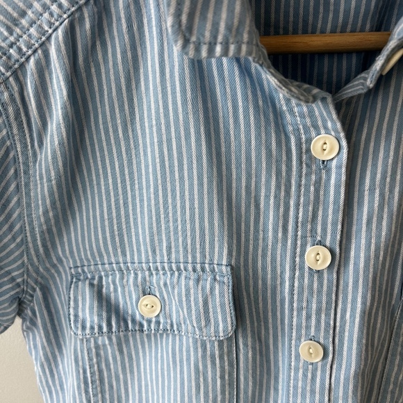 Outerknown Blue & White striped shortsleeve jumpsuit - Picture 3 of 6